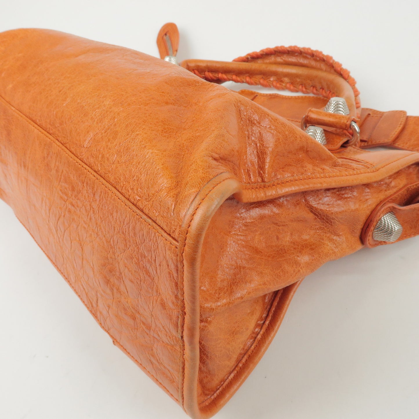 BALENCIAGA The Giant City Leather Hand Bag Orange 173084
