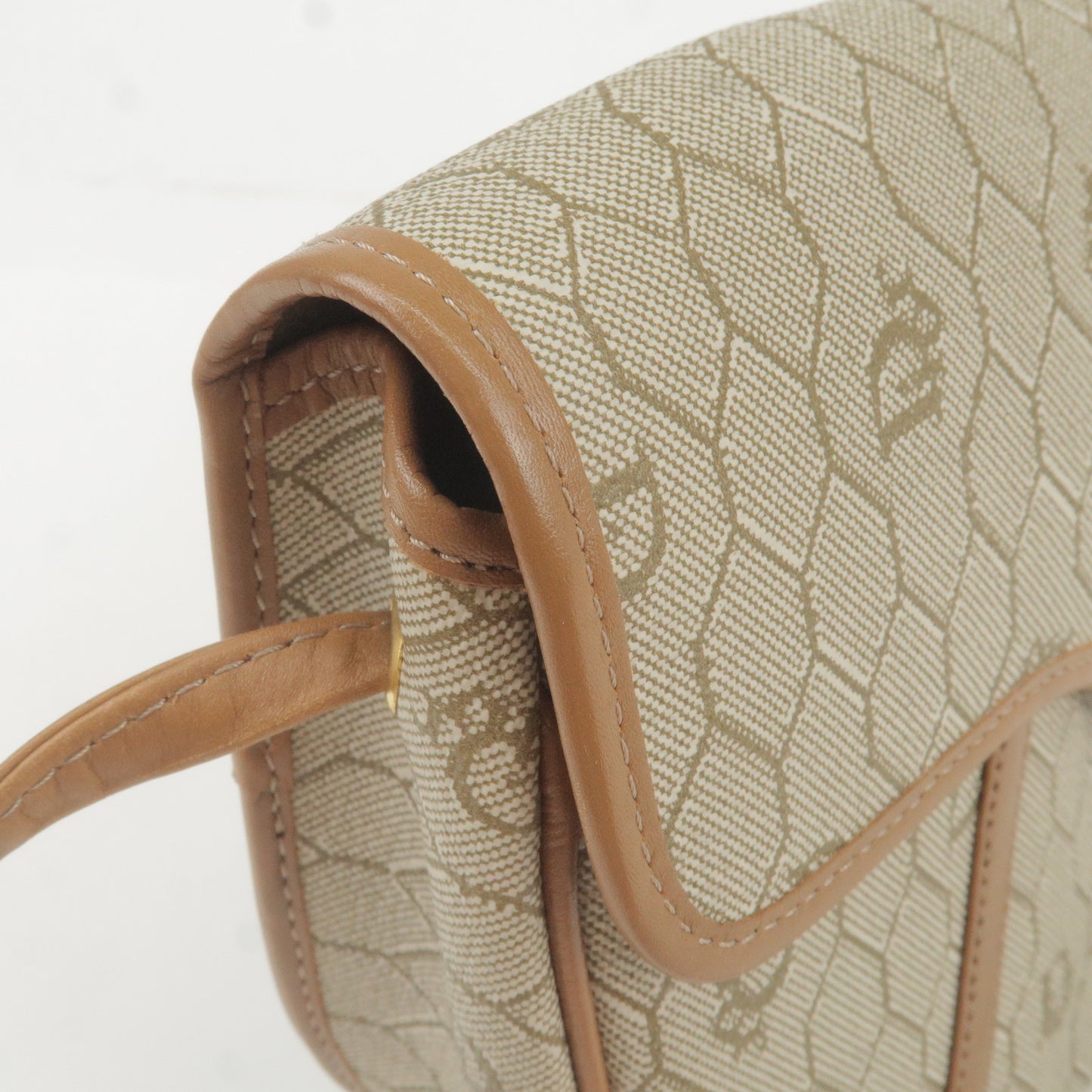 Christian Dior Honeycomb PVC Leather Shoulder Bag Beige Brown