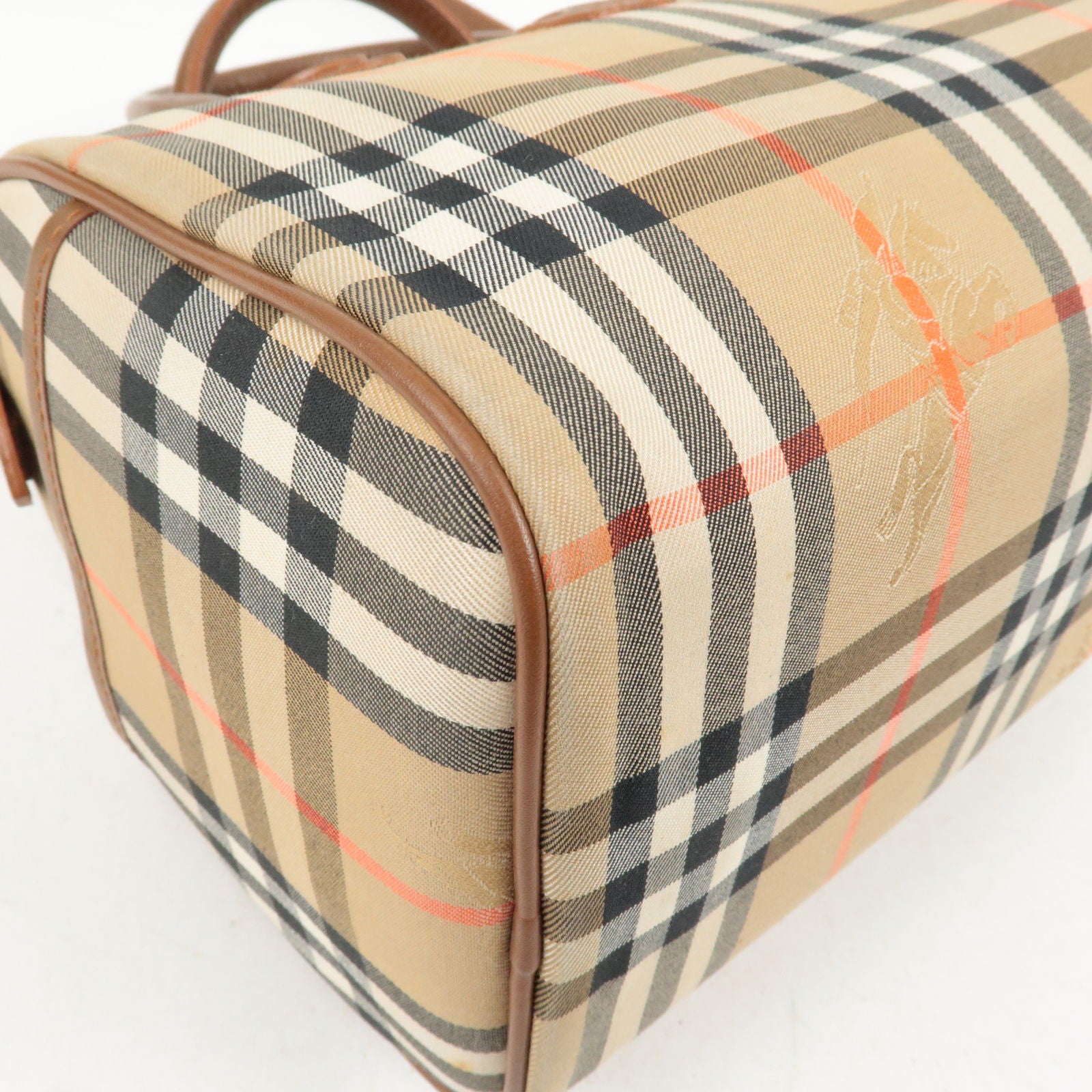 BURBERRY-Nova-Plaid-Canvas-Leather-2Way-Mini-Boston-Bag-BeigeBrown