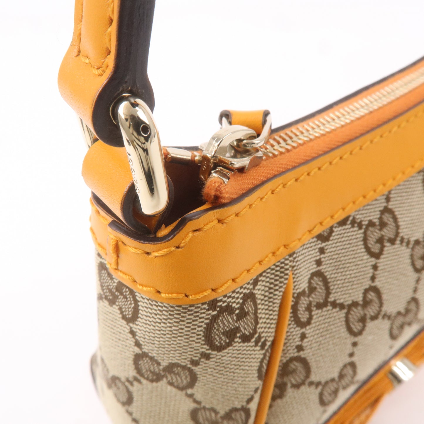 GUCCI Mayfair GG Canvas Leather Shoulder Bag Beige Orange 269893