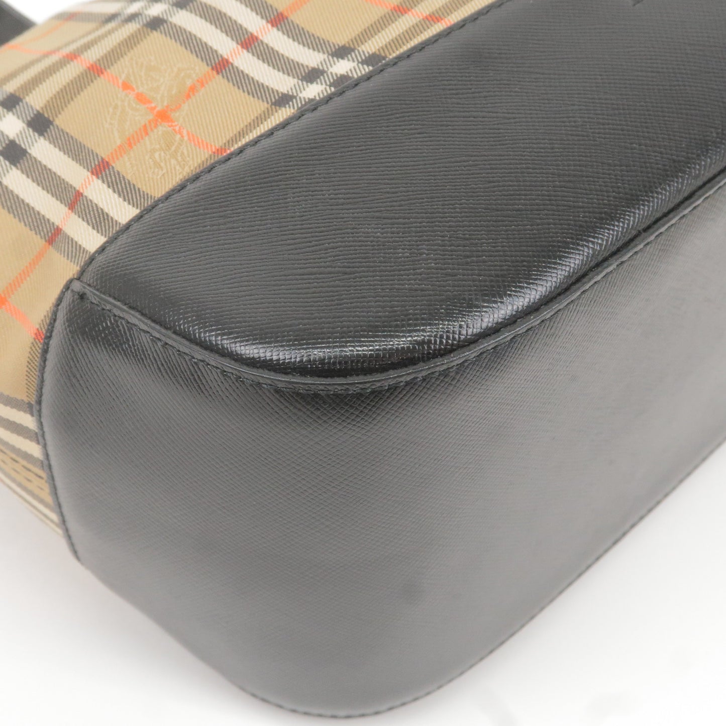 BURBERRY Nova Plaid Canvas Leather Shoulder Bag Hand Bag