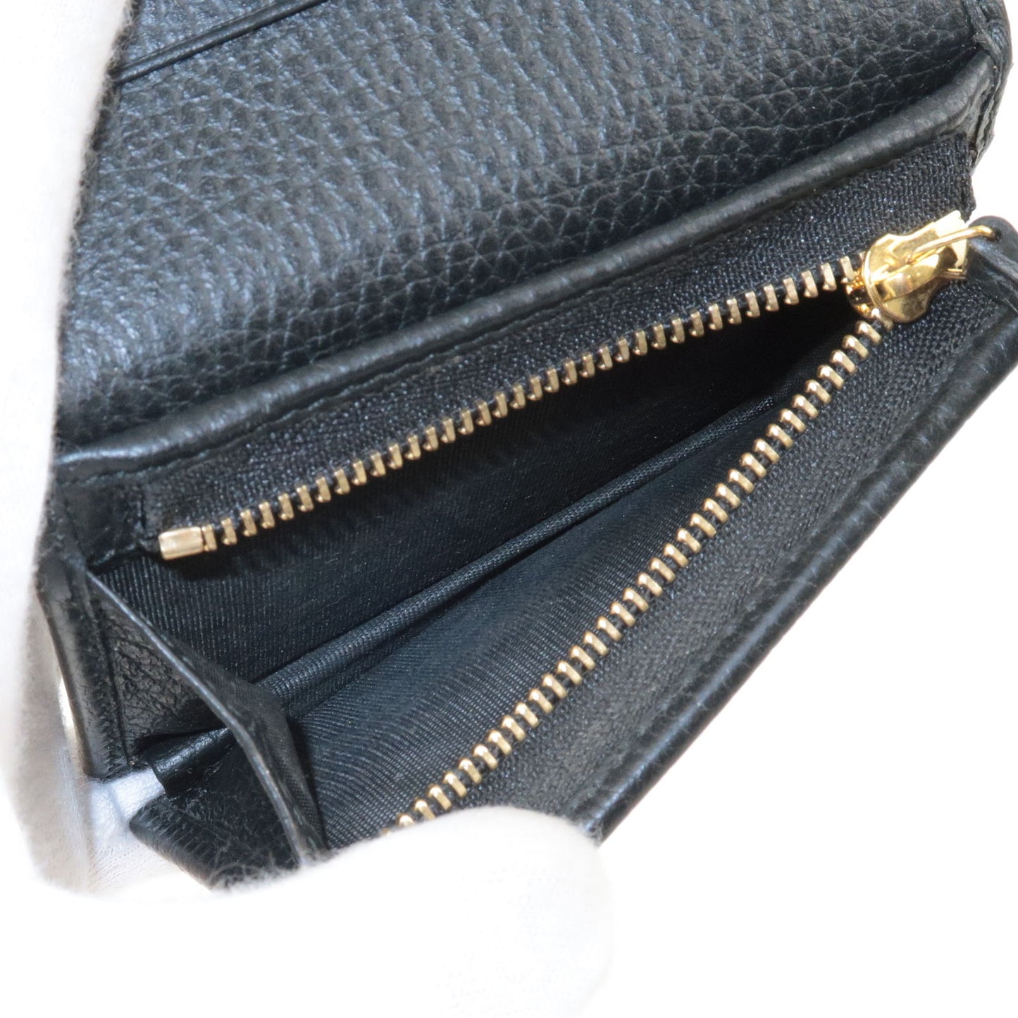 GUCCI GG Marmont Leather Bi Fold Wallet Black 456126