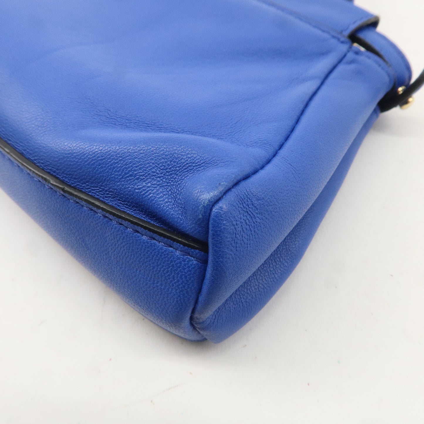 FENDI Micro Peekaboo Leather 2Way Shoulder Bag Blue 8M0355