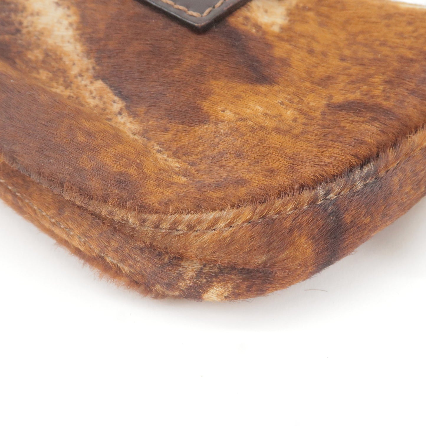 FENDI Unborn Calf Leather Mini Croissant Hand Bag Brown 26673