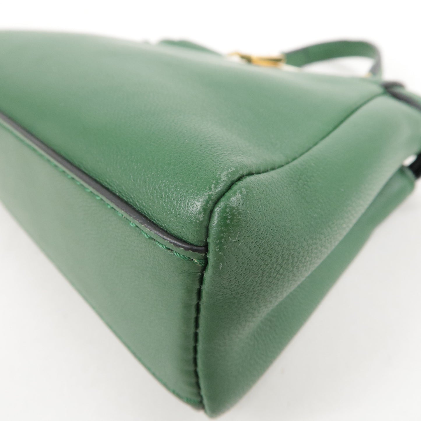 FENDI Micro Peekaboo Leather 2Way Bag Hand Bag Green 8M0355