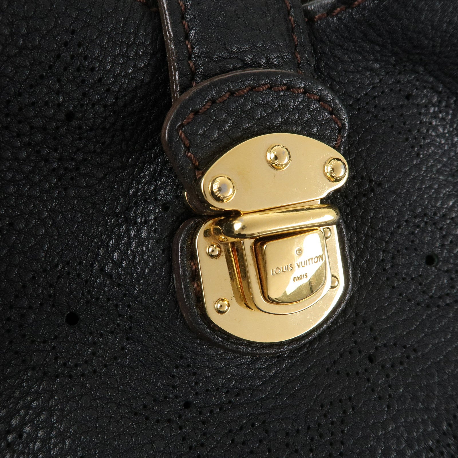 LOUIS VUITTON Monogram Mahina Mahina XL Gold Buckle Hand Bag Black