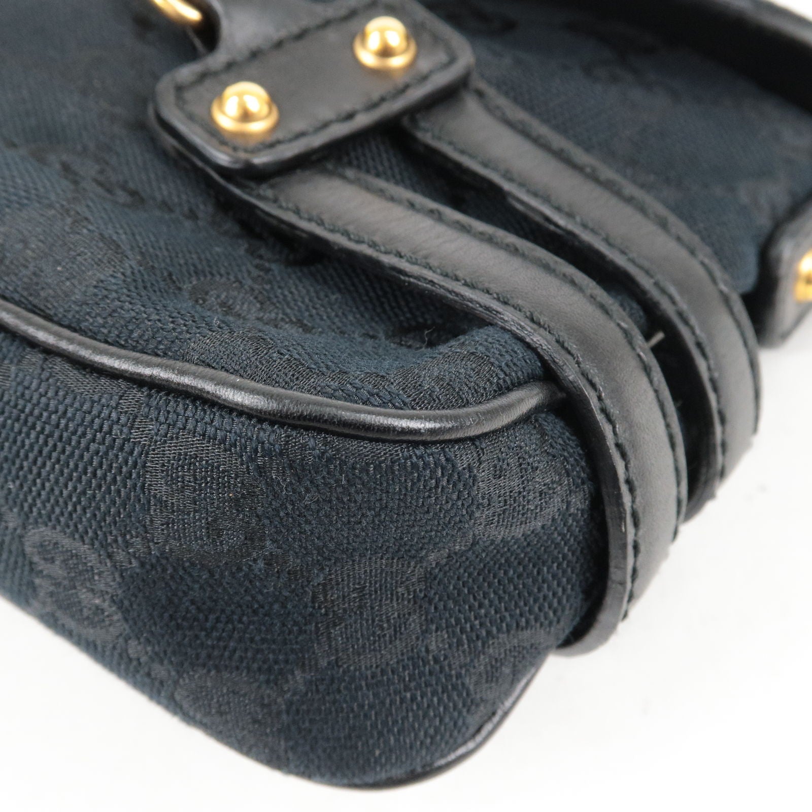 Gucci Vintage Black Leather Horsebit Shoulder Bag
