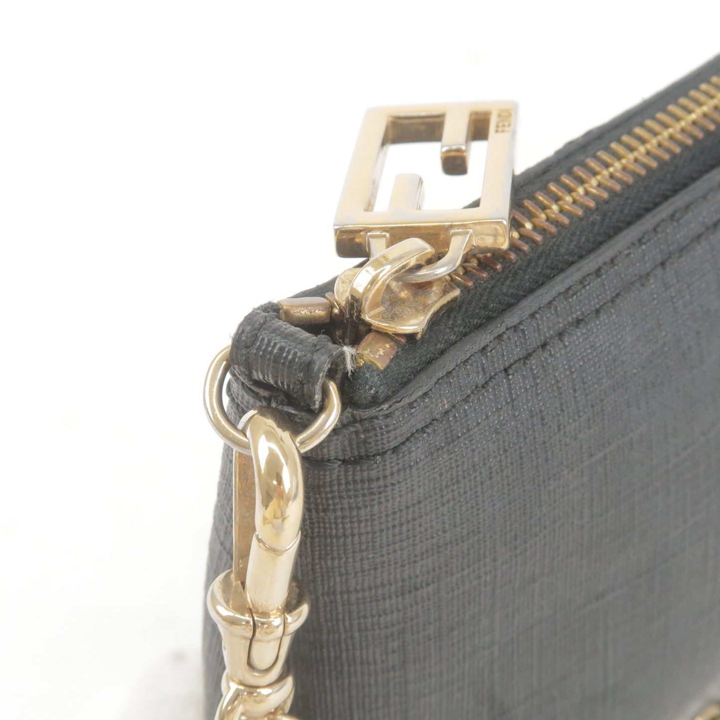 FENDI Zucca Print PVC Chain Pouch Mini Bag Black 8BR592