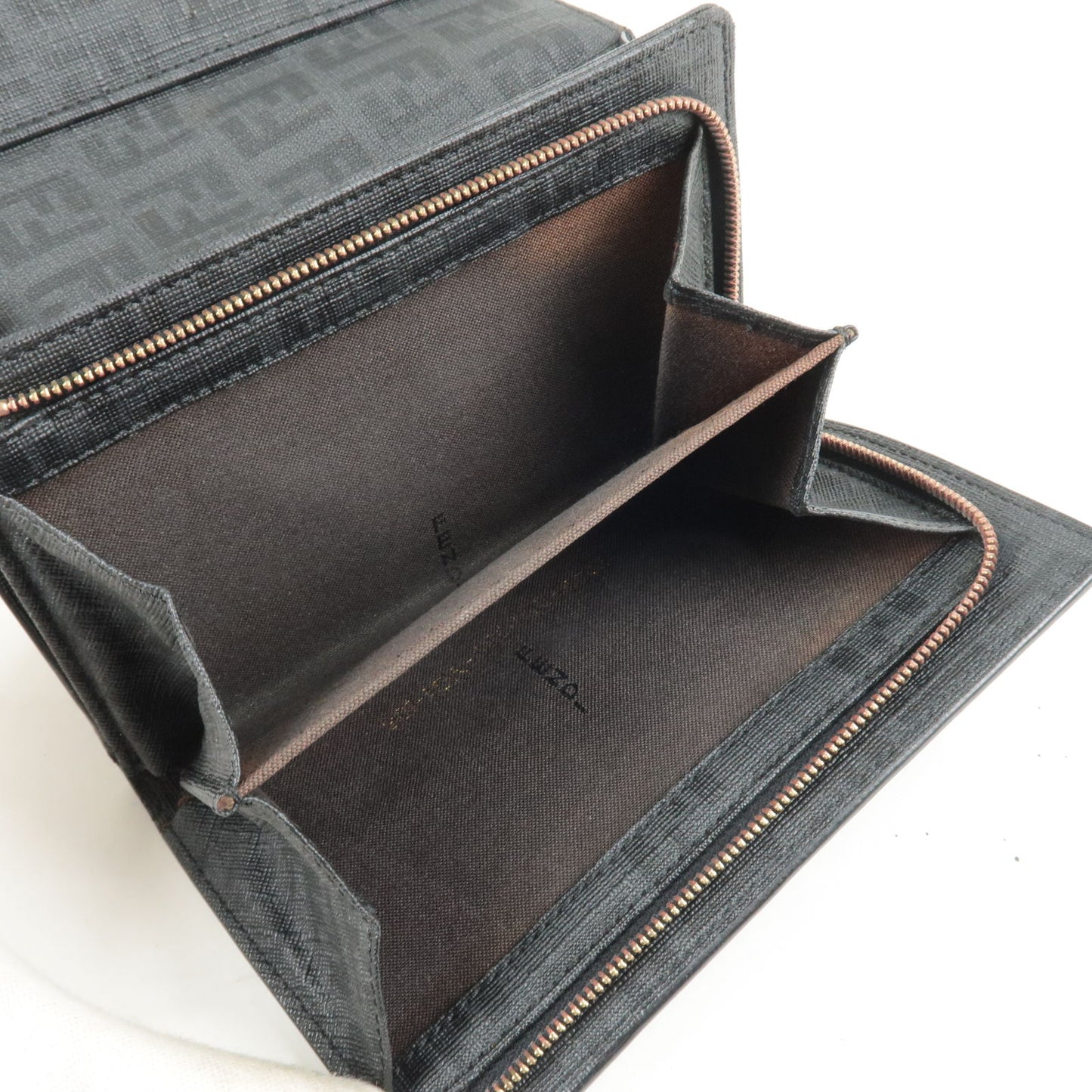 FENDI Zucchino PVC Bi-Fold Wallet Gray Black
