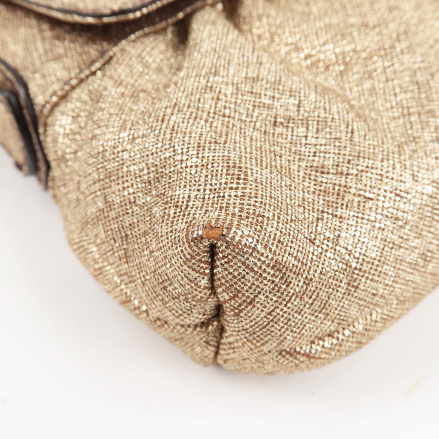 FENDI Canvas Leather Hand Bag Purse Metallic Gold 8BK042
