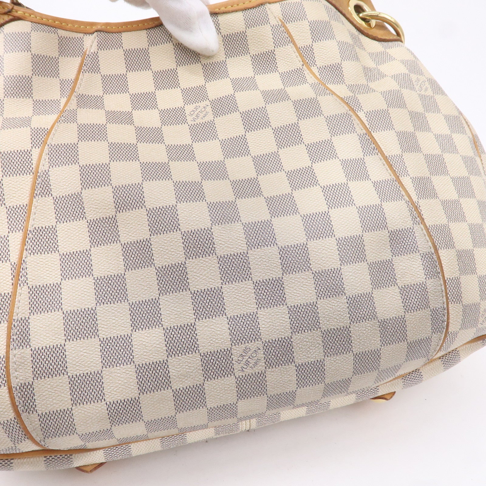 *Pre-Owned Louis Vuitton Galliera Pm White Damier Azur Canvas Shoulder Bag