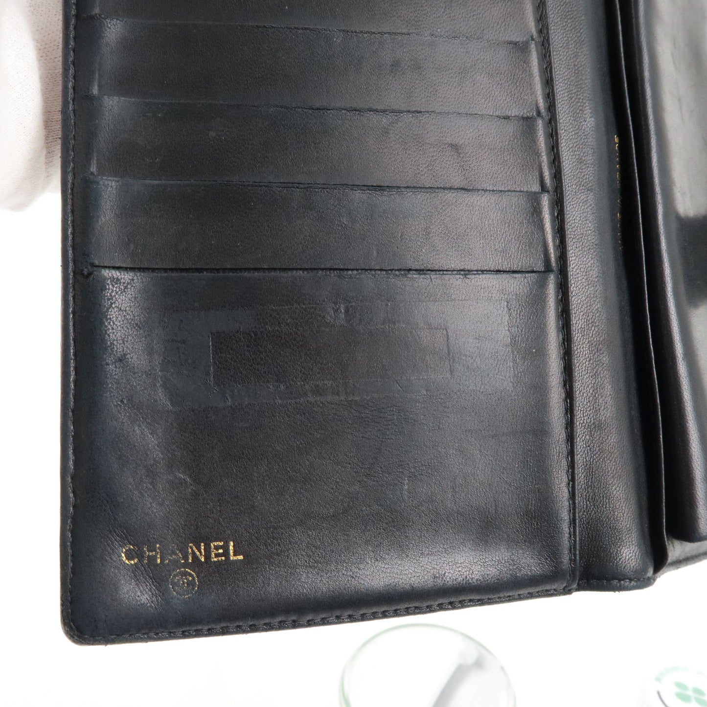 CHANEL Caviar Skin Bi-Fold Long Wallet Black A13498