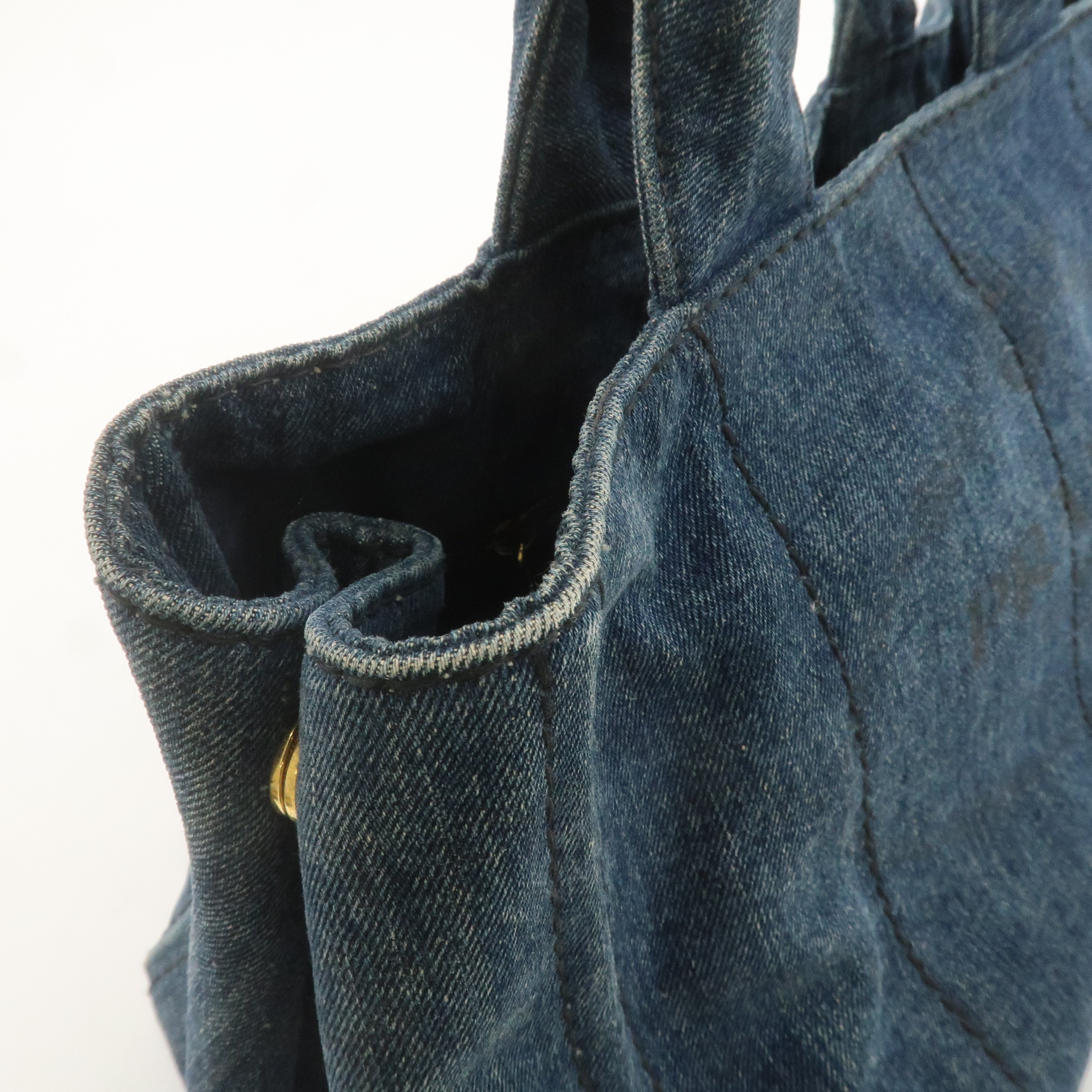 PRADA Canapa Denim Tote Bag Hand Bag Denim Blue B1877B