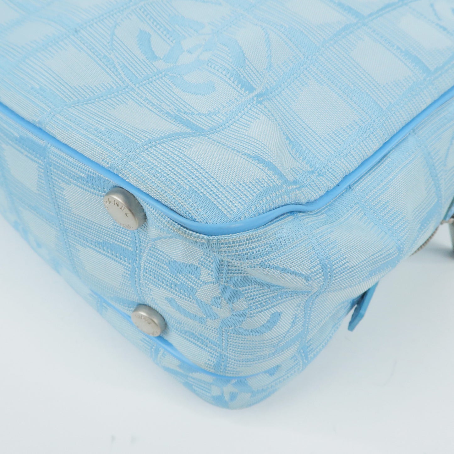 CHANEL Travel Line Nylon Jacquard Leather 2Way Bag Blue A15970
