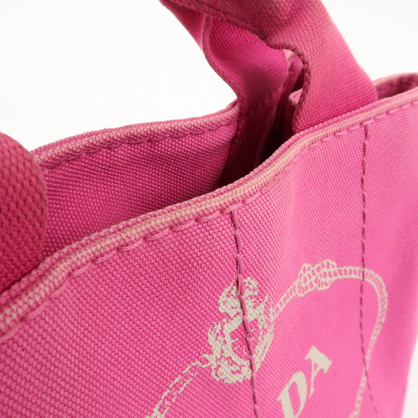 PRADA Canapa Mini Canvas Tote Bag Hand Bag Pink BN2439