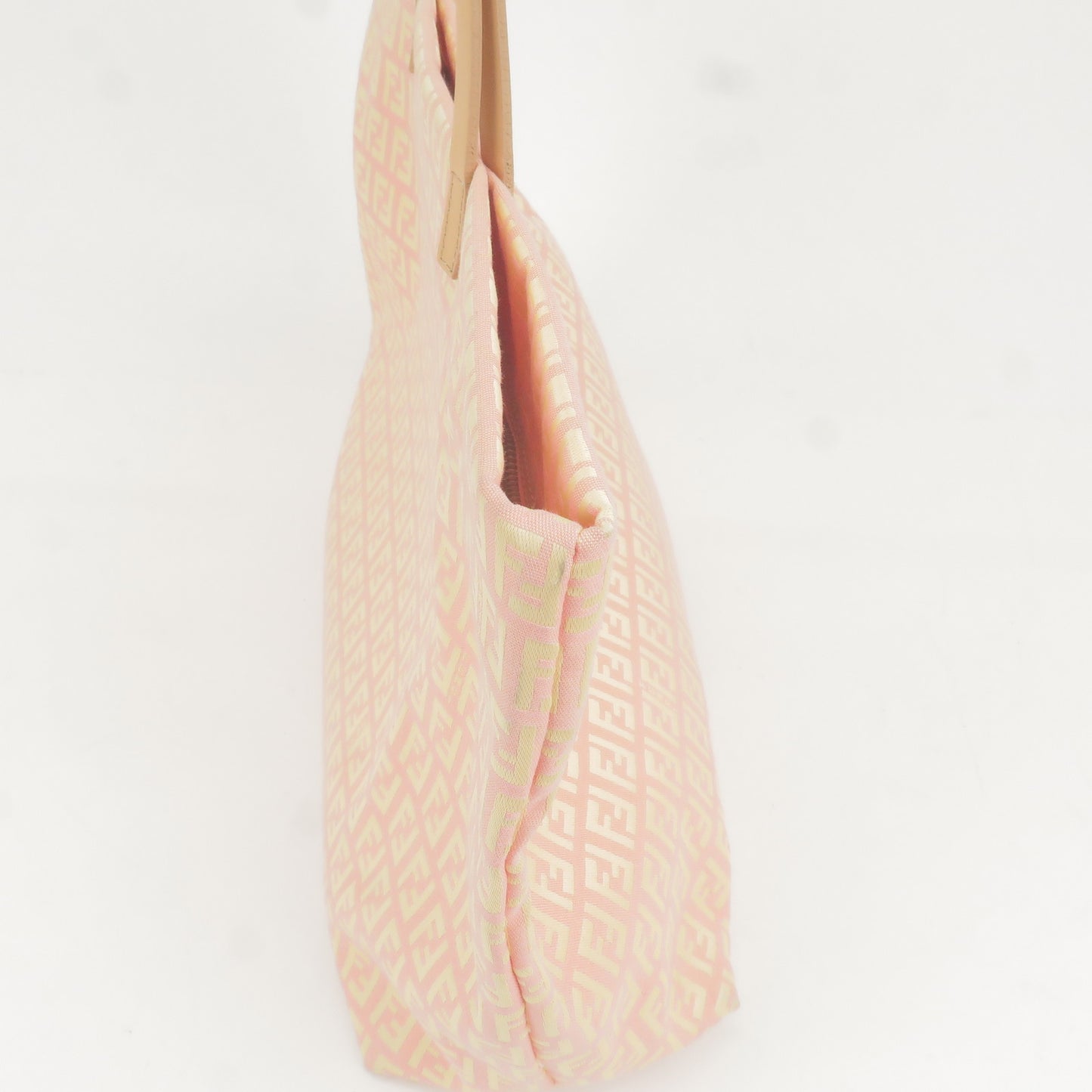 FENDI Zucchino Print Canvas Leather Tote Bag Pink 8BH025