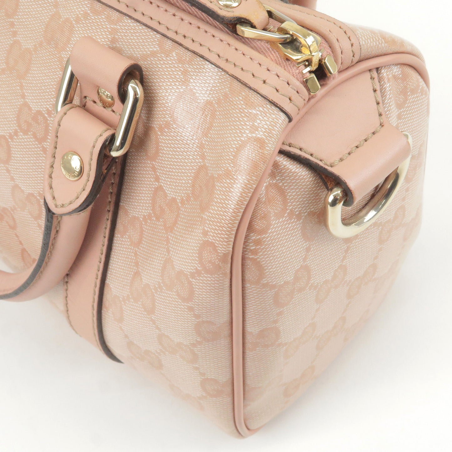 GUCCI GG Crystal Leather Boston Bag Hand Bag Pink 193604