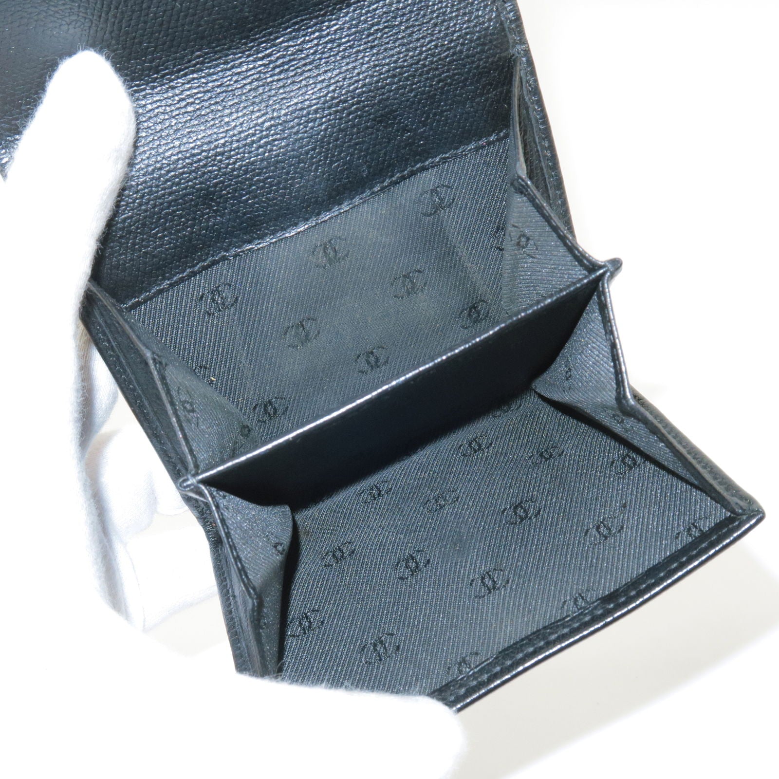 Chanel Chanel Black Caviar Leather Coco Button Card Case