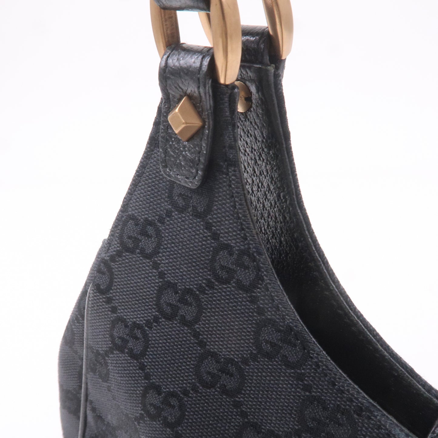 GUCCI New Jackie GG Canvas Leather Shoulder Bag Black 124409