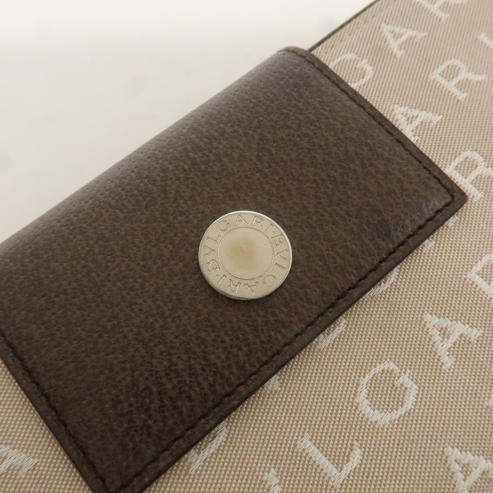 BVLGARI Logo Mania Canvas Leather W Hook Long Wallet