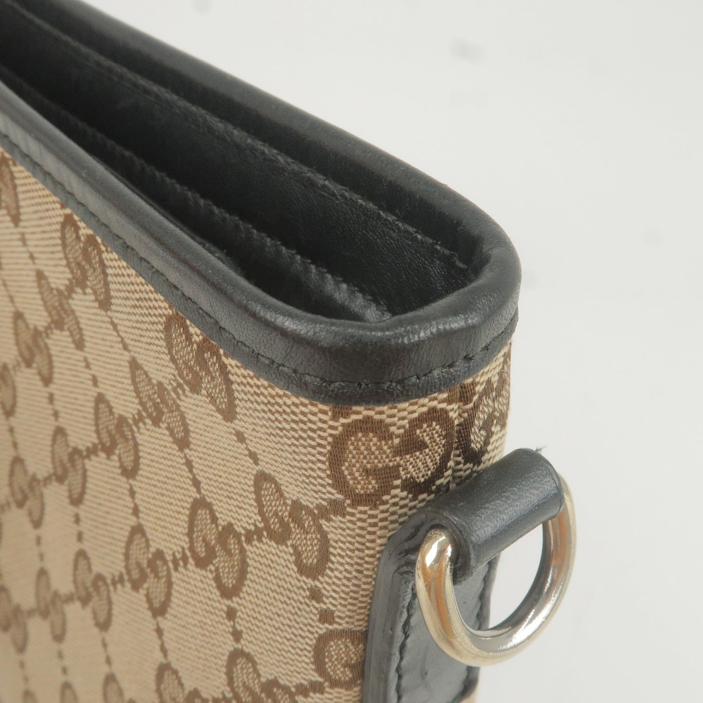 GUCCI Sherry Line GG Canvas Leather Shoulder Bag Beige 130995