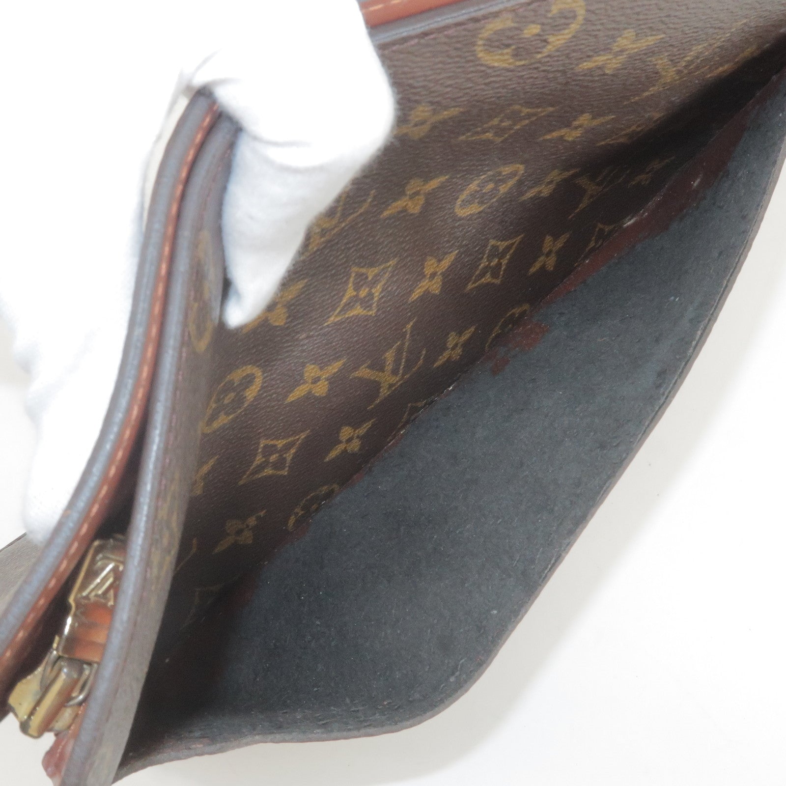 Authentic Louis Vuitton Monogram Pochette Homme Clutch Hand Bag M51795 LV  J9704