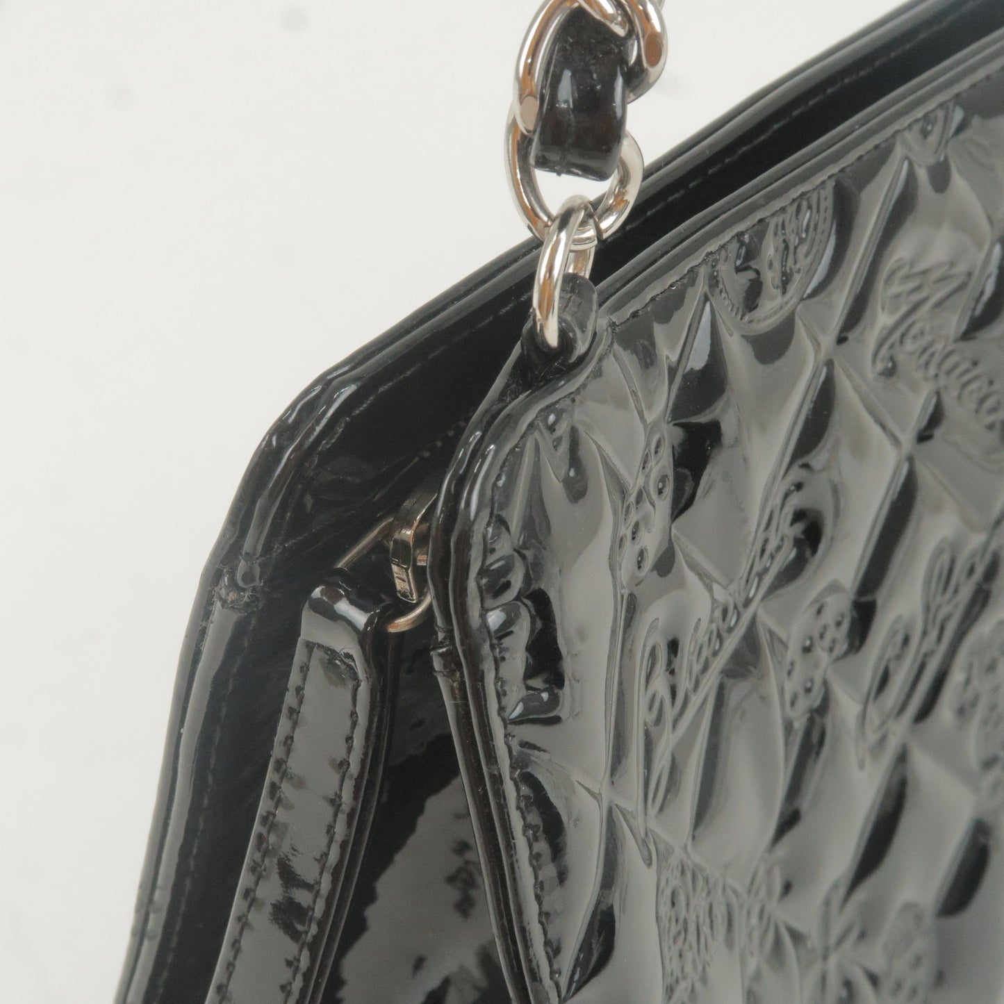 CHANEL Icon Enamel Leather Chain Shoulder Bag Black A37156