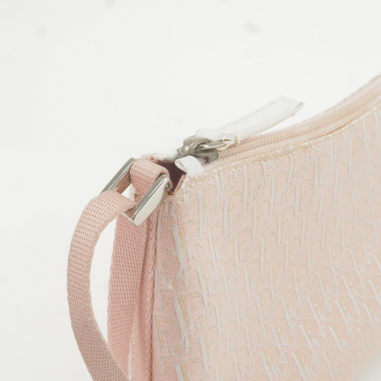 Christian Dior Trotter Canvas Shoulder Bag Pouch Pink White