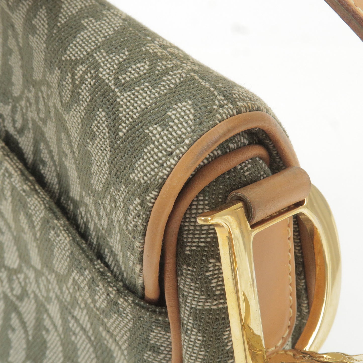 Christian Dior Trotter Canvas Leather Saddle Bag Green