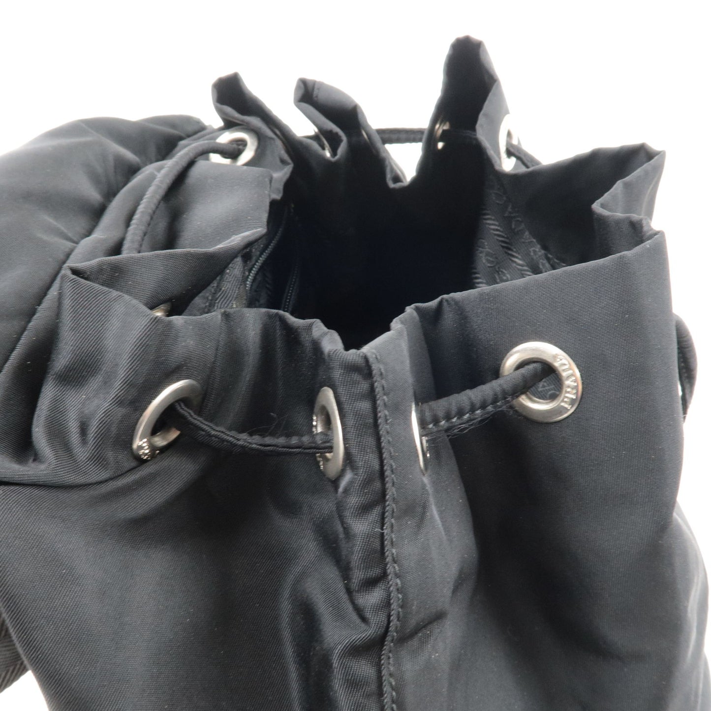 PRADA Logo Nylon Leather Back Pack Ruck Sack Black