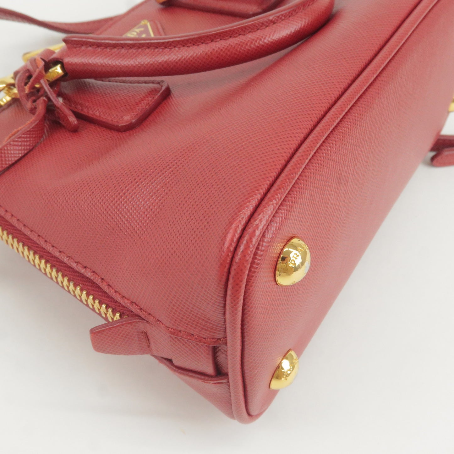 PRADA Leather Promenade Mini 2Way Bag Shoulder Bag Red BL0851