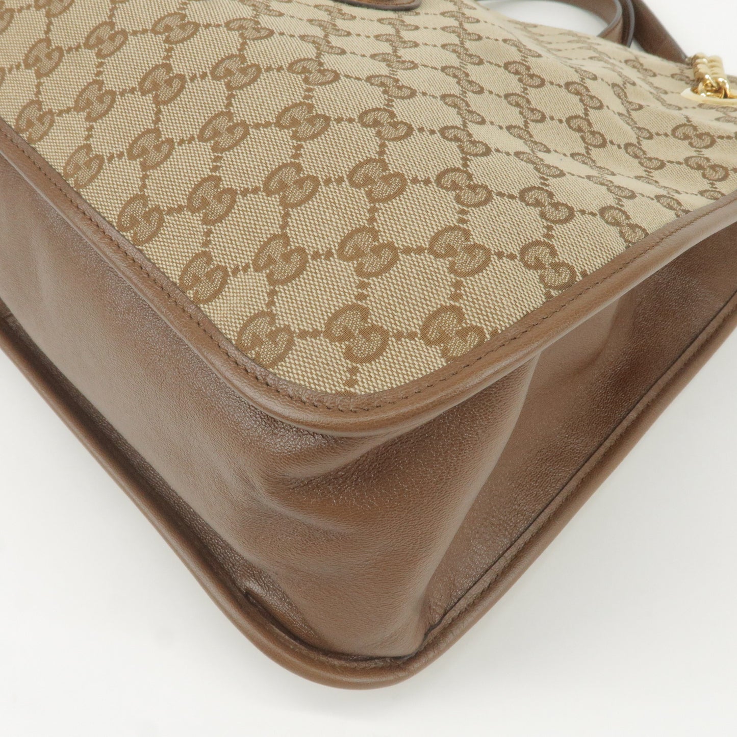 GUCCI Horsebit GG Canvas Leather 2Way Chain Shoulder Bag 623695