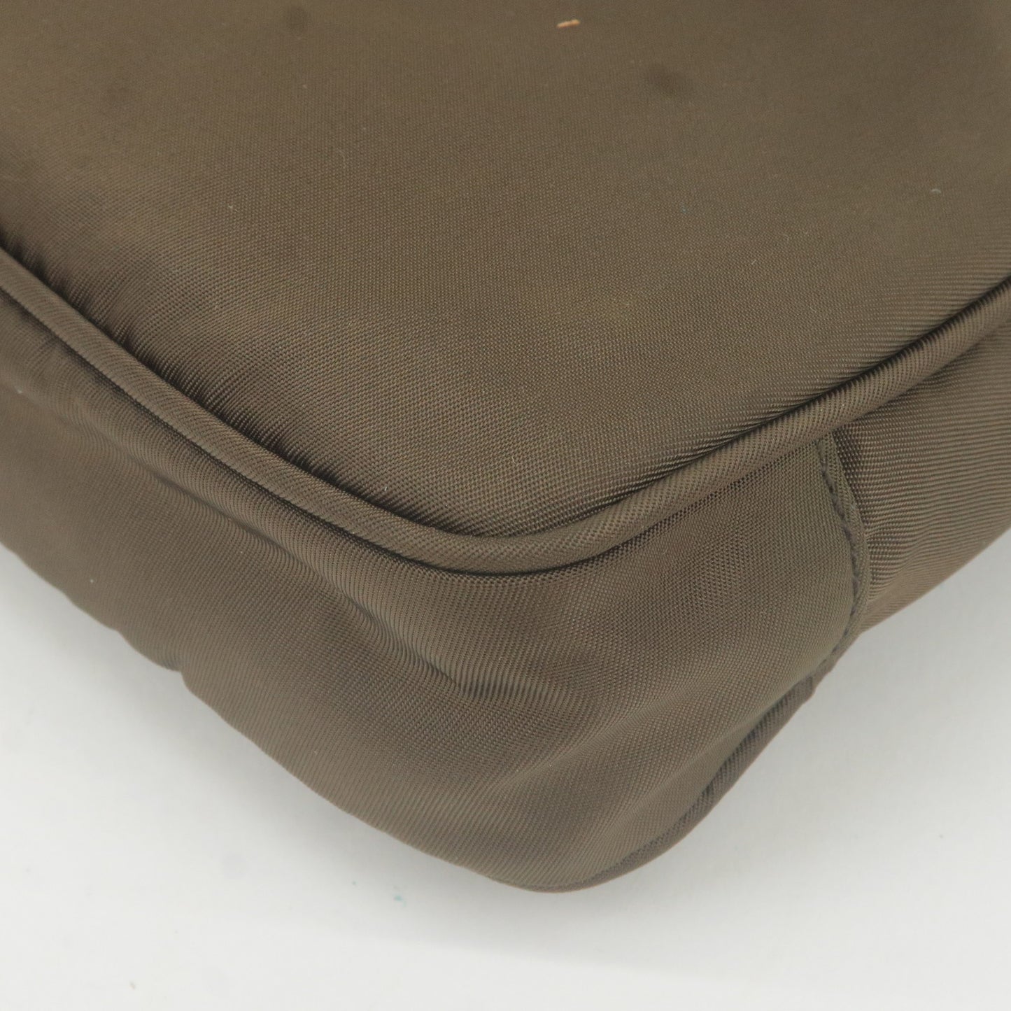 PRADA Logo Nylon Leather Shoulder Bag Purse Khaki BT0693