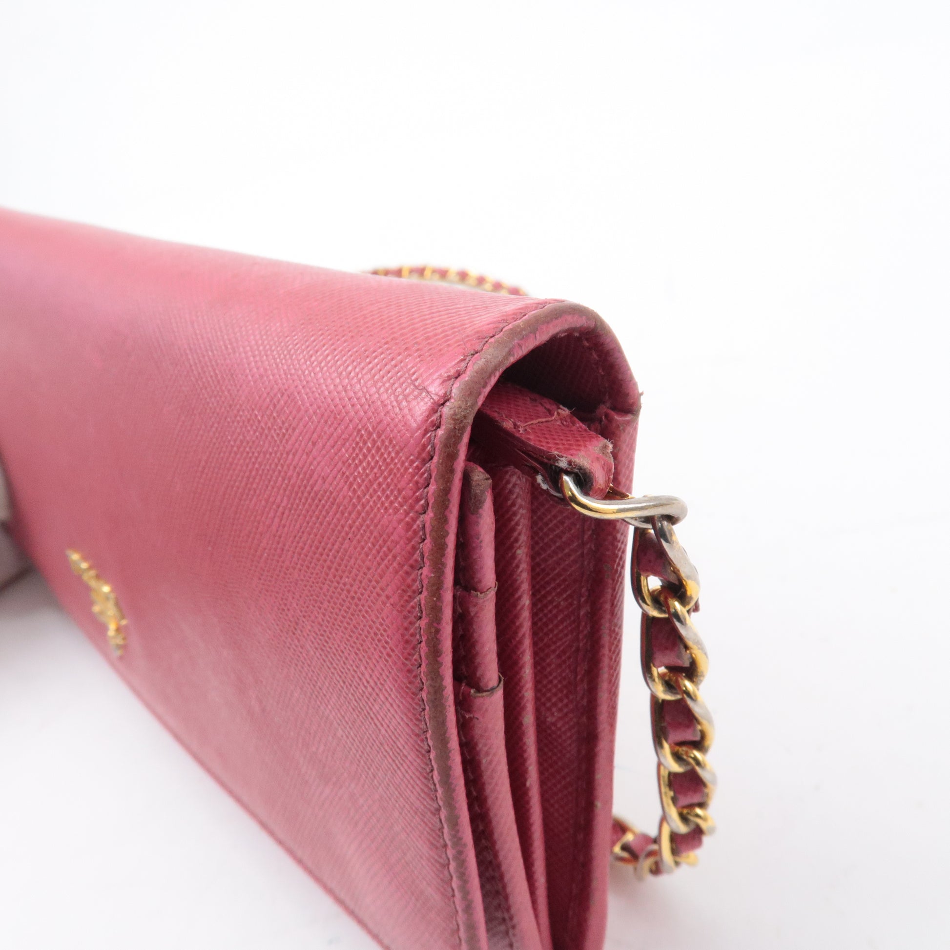 Prada, Bags, Prada Saffiano Leather Wallet On Chain Red