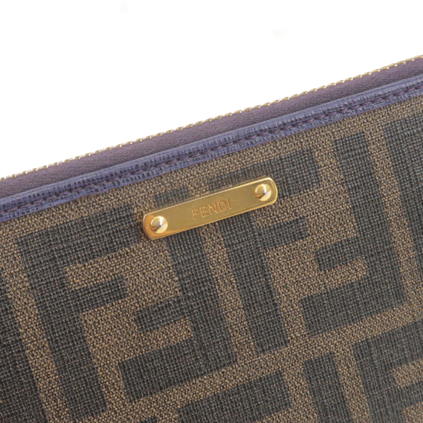 FENDI Zucca Print PVC Leather ZIp Round Long Wallet 8M0299