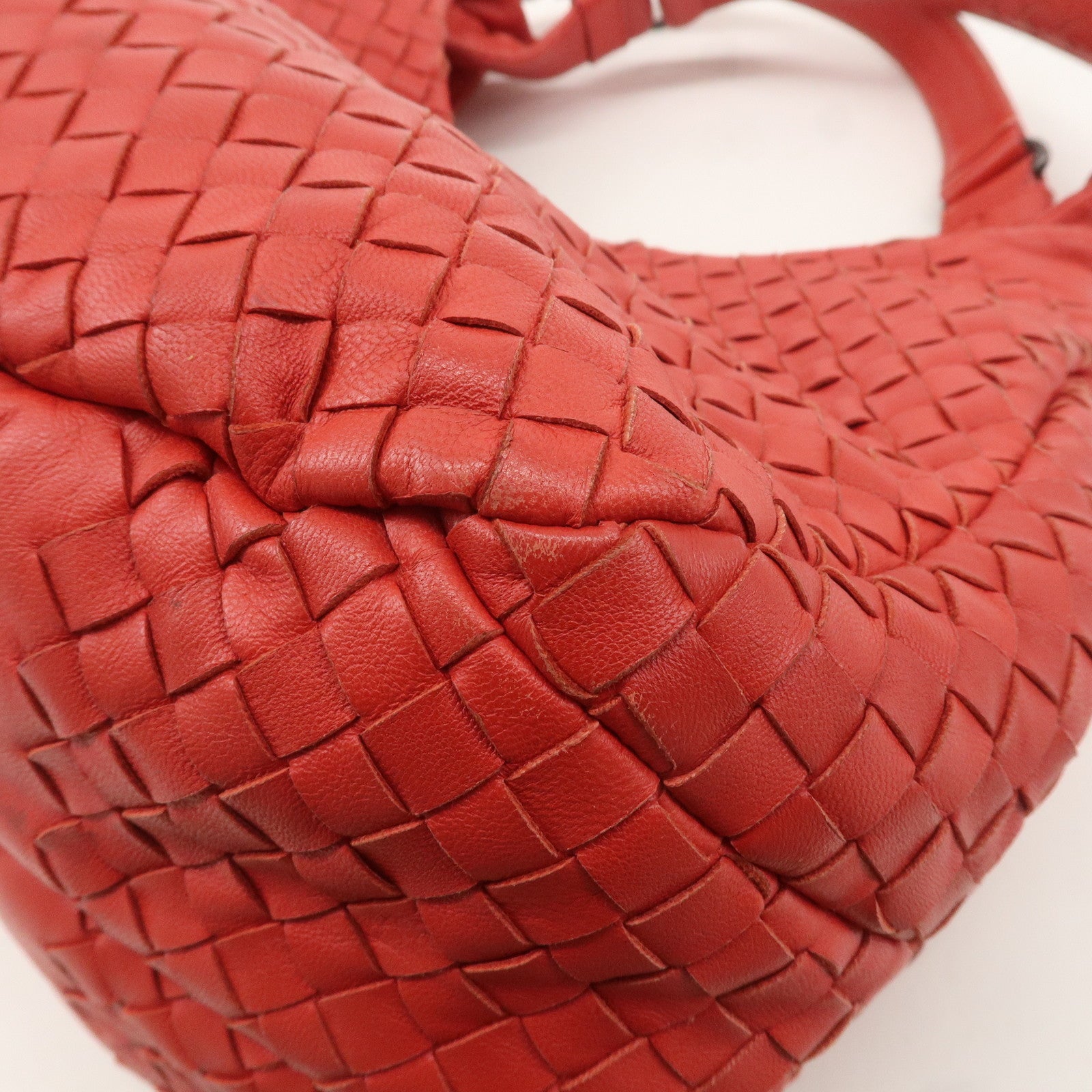 BOTTEGA VENETA Intrecciato Leather Shoulder Bag Red 125787