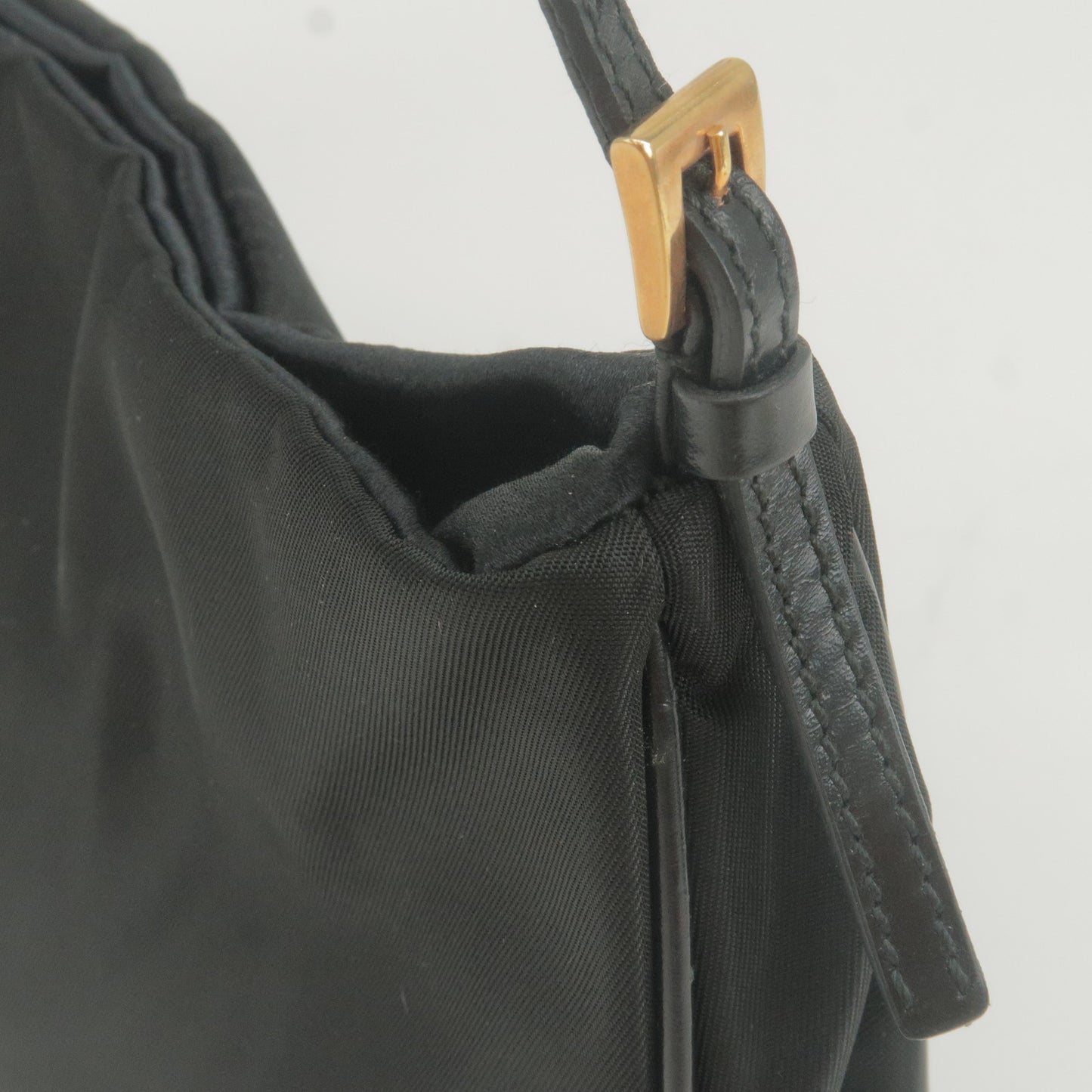 PRADA Nylon Chain Shoulder Bag Rose Gold NERO Black 1BB903