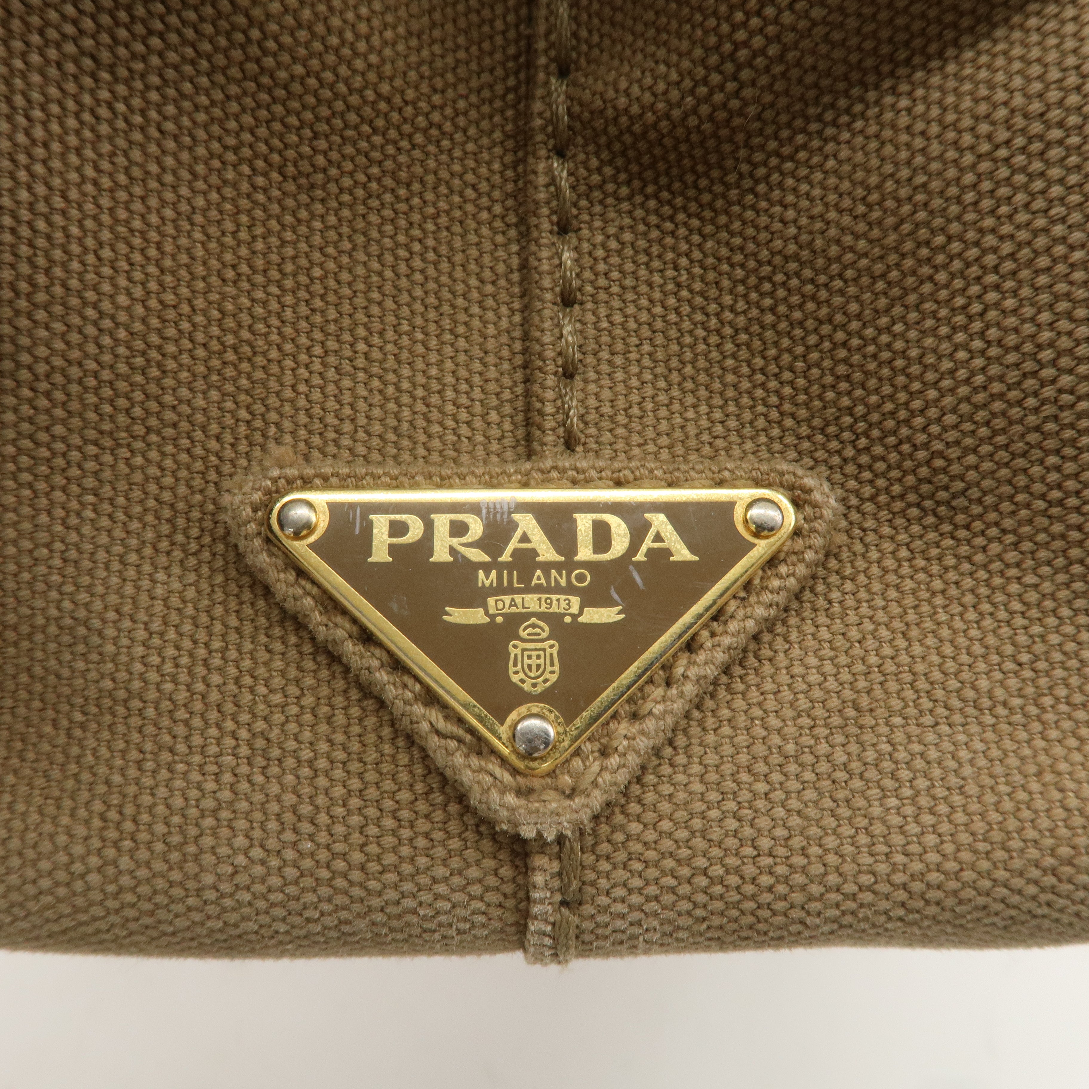 PRADA Logo Canapa Mini Canvas Tote Bag Hand Bag Beige B2439G