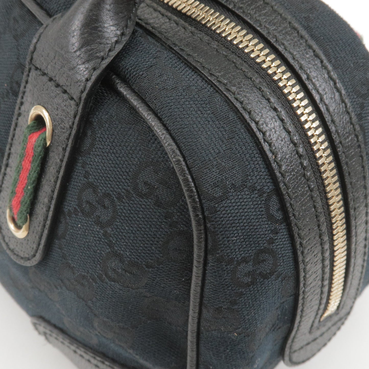 GUCCI Sherry Princy GG Canvas Leather Hand Bag Black 161720