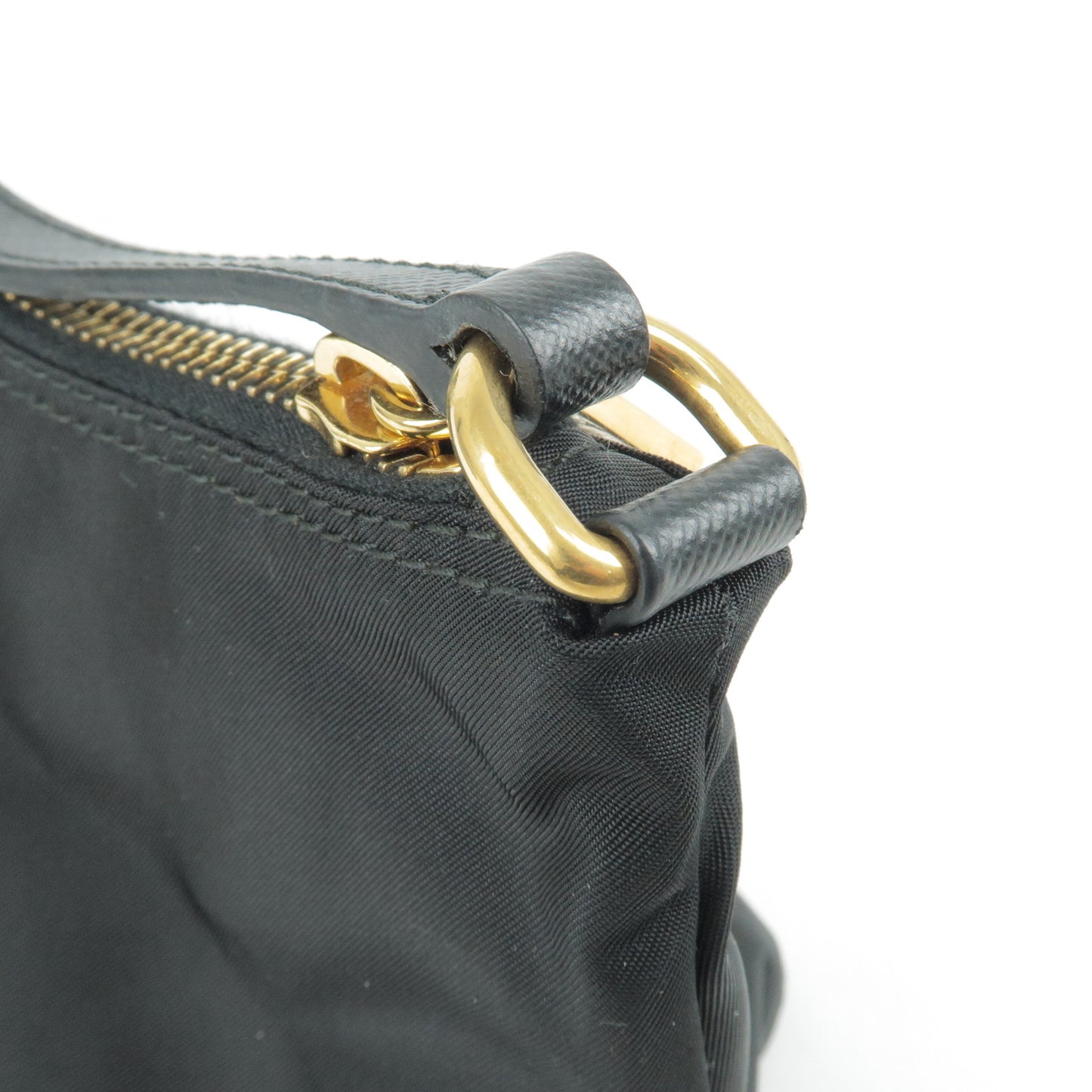PRADA Nylon Leather Hand Bag Pouch NERO Black 1N1413