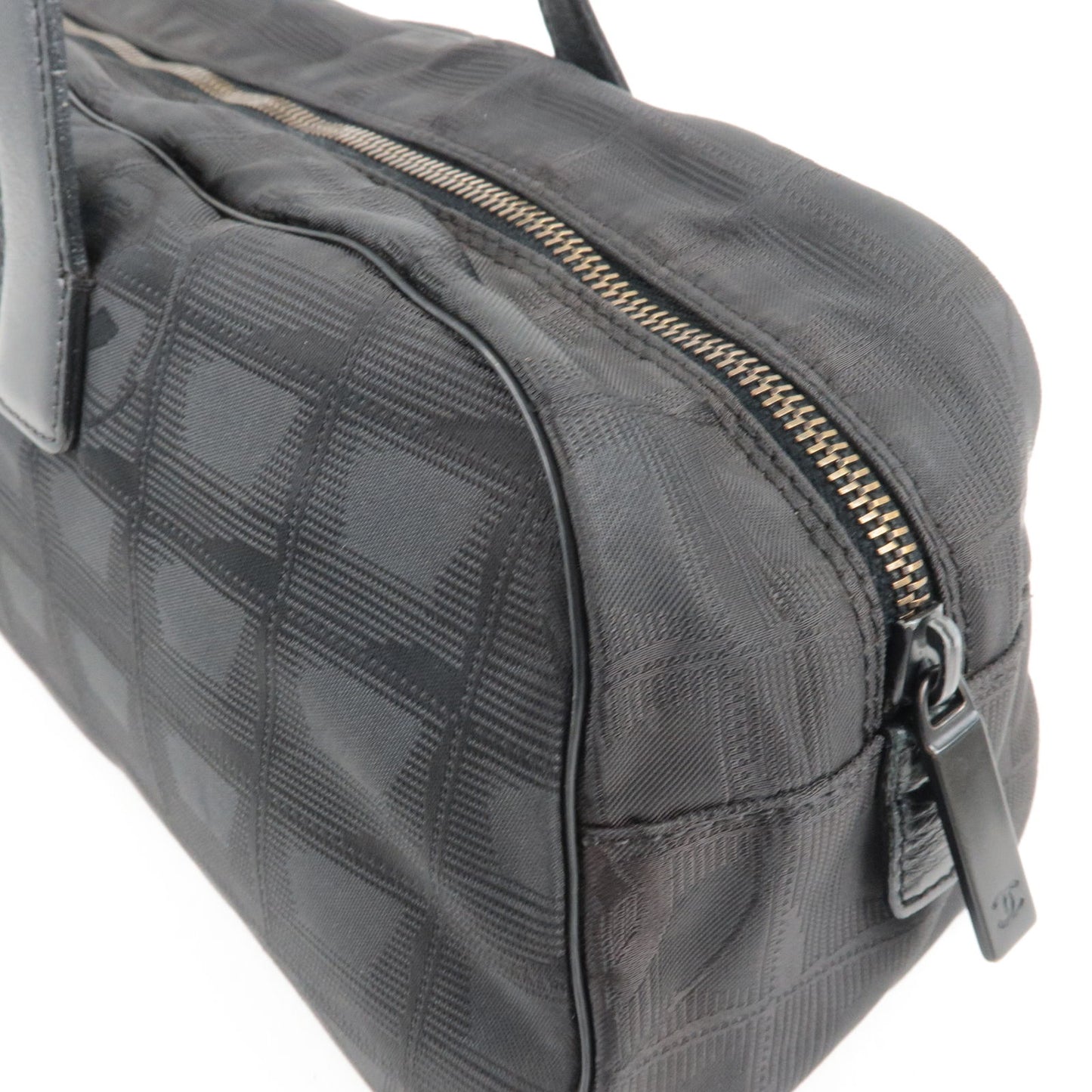 CHANEL Travel Line Nylon Jacquard Leather Boston Bag A15828