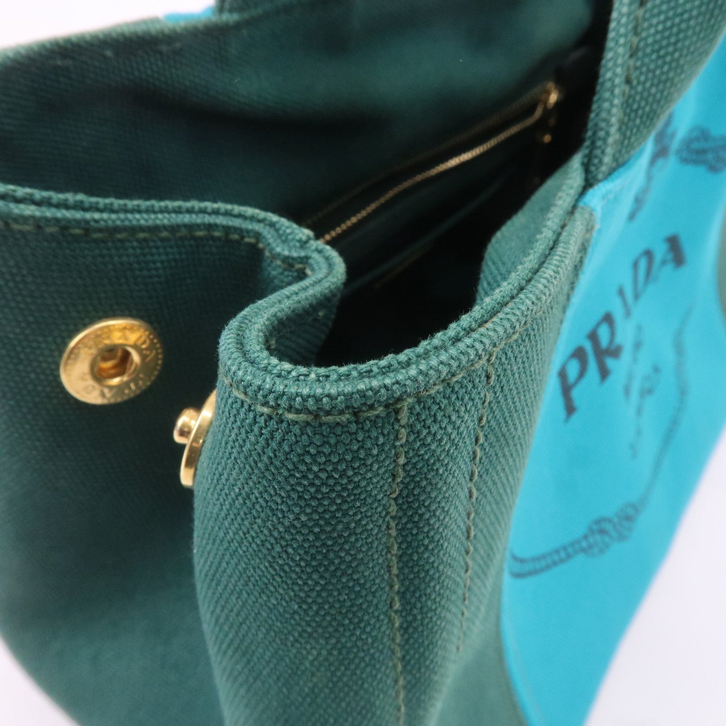 PRADA Canapa Mini Canvas 2Way Bag Hand Bag Turquoise Green BN2439