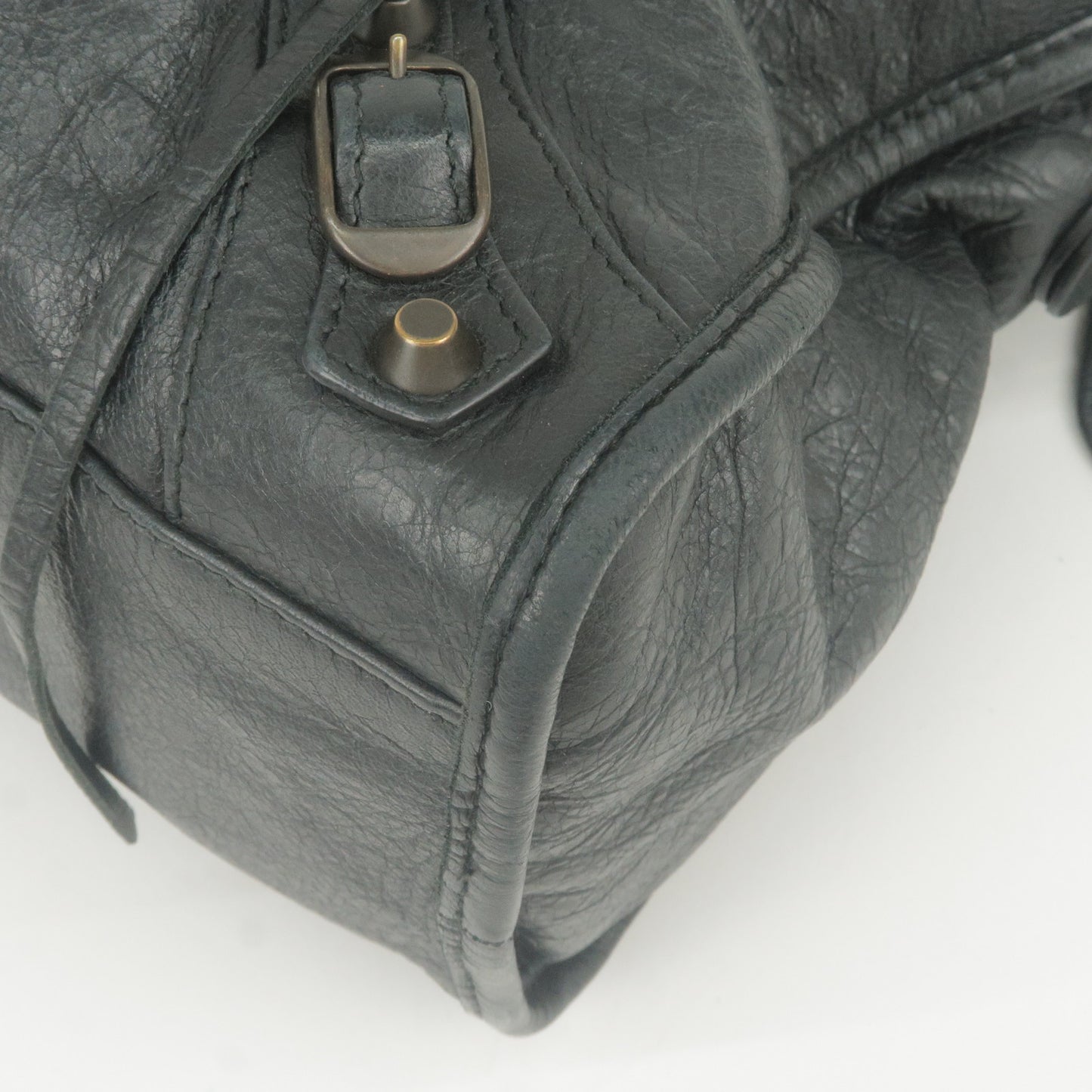 BALENCIAGA Leather The City 2Way Bag Hand Bag Black 115748