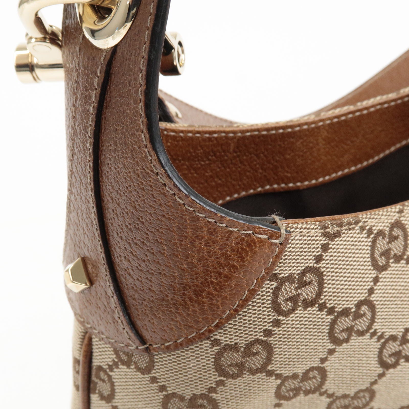 Vintage Gucci Brown Monogram Canvas Hobo With Leather Handle and