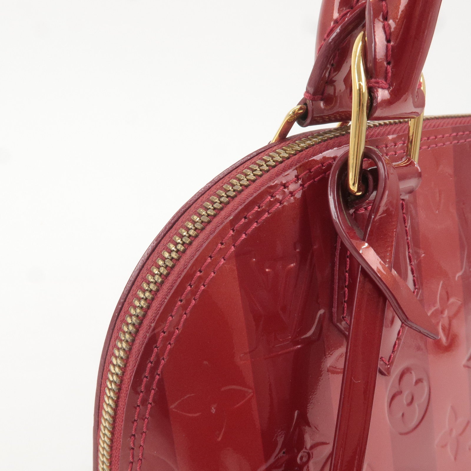 Louis Vuitton Monogram Alma BB Red Vernis Patent Handbag w