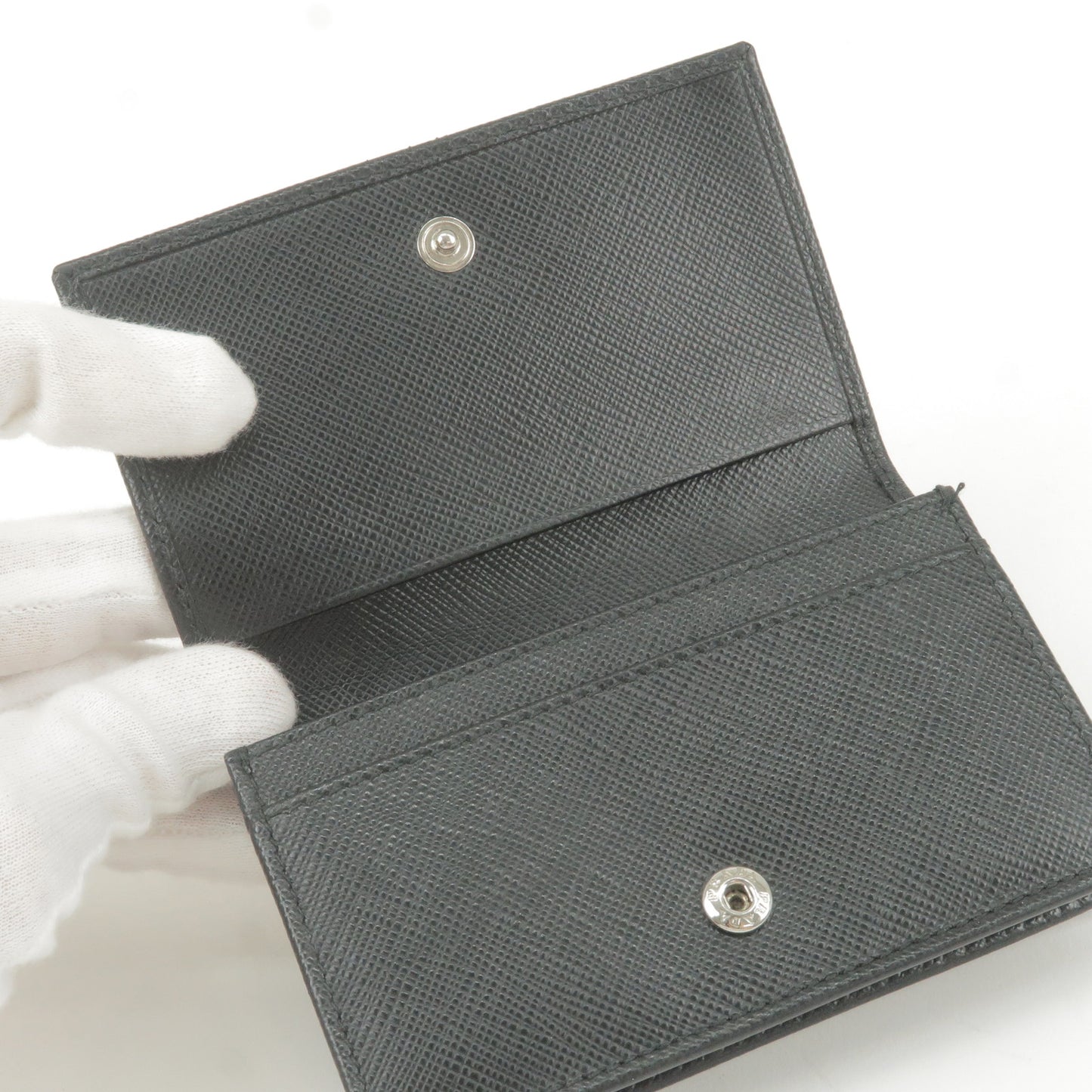 PRADA Logo Leather Card Case Card Holder NERO Black