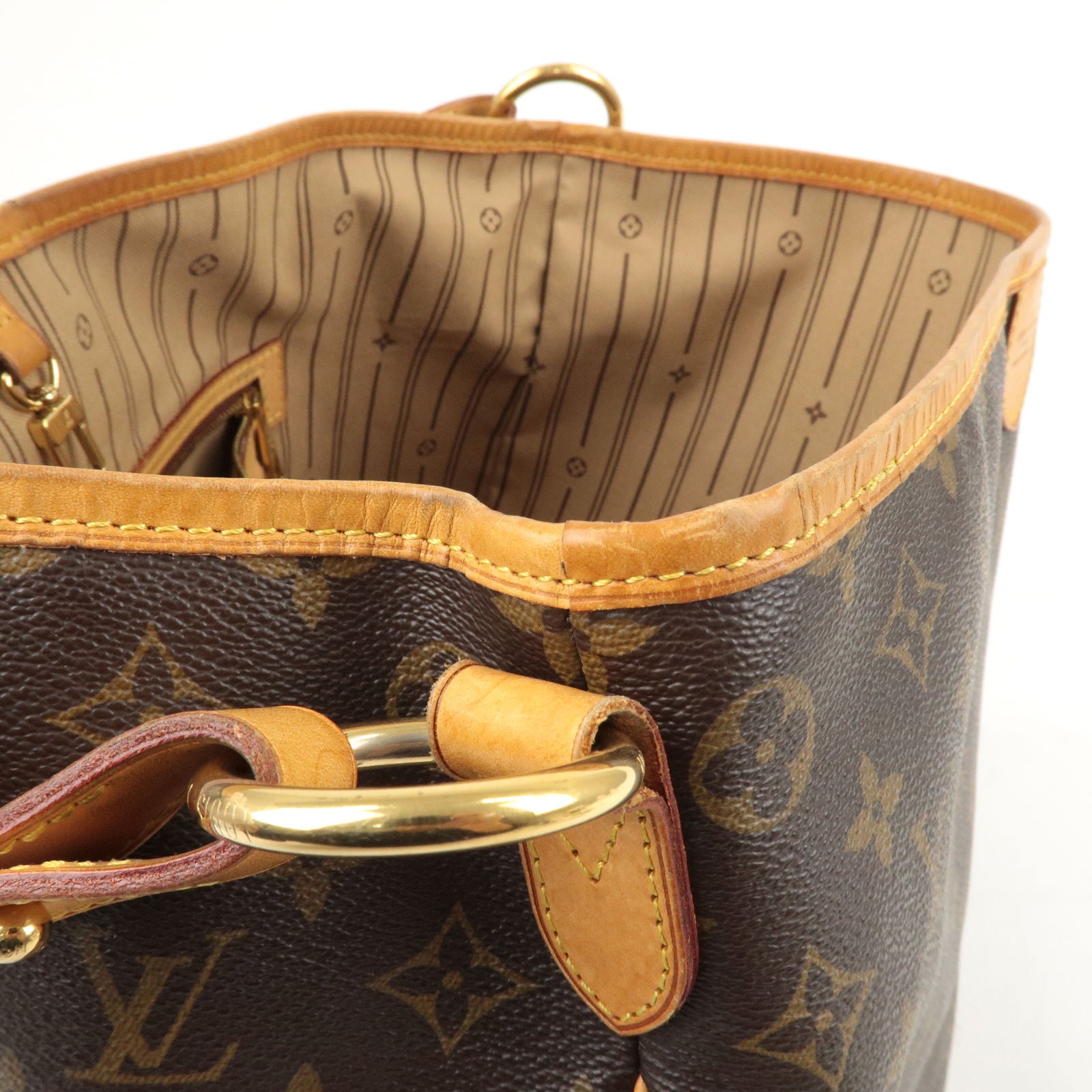Louis Vuitton Delightful MM Monogram Beige Shoulder Bag Tote Purse