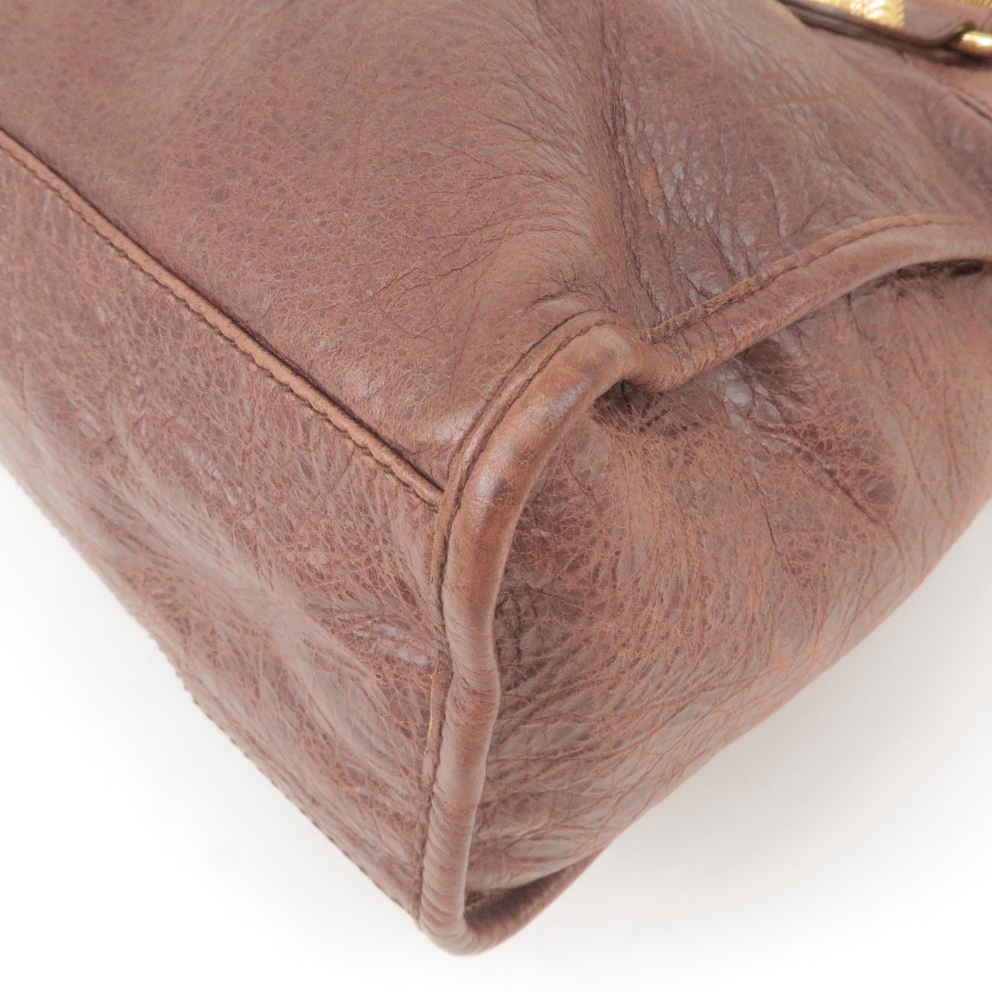 BALENCIAGA Leather The Giant City 2Way Bag Hand Bag Brown 173084