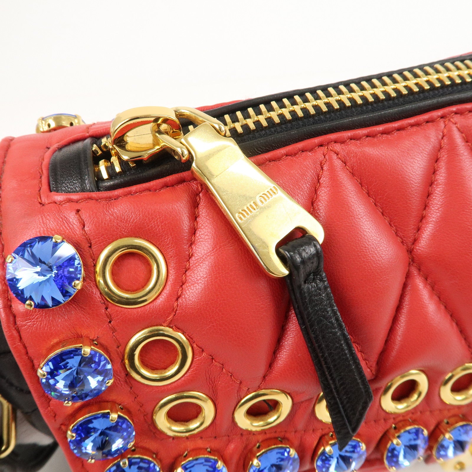 Miu-Miu-Leather-Biker-Bijou-2way-Bag-Hand-Bag-Multi-Color