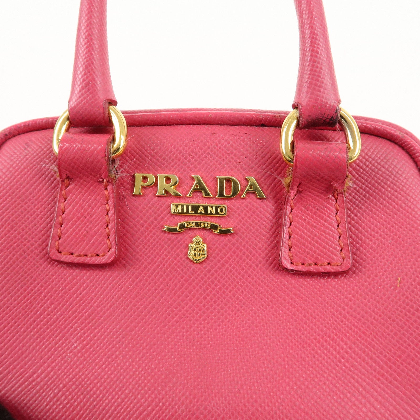 PRADA Logo Safiano Leather Mini Hand Bag Mini Pouch Pink